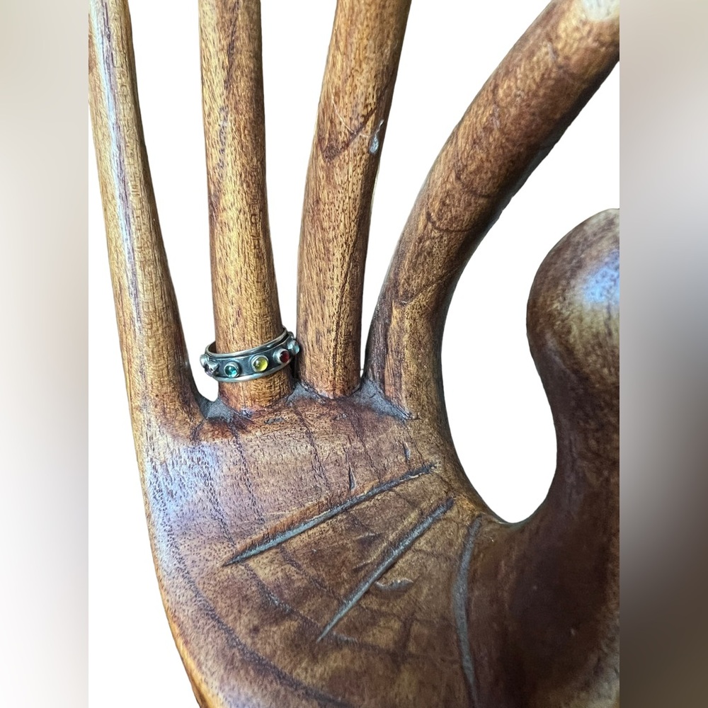 Sterling silver multi-stone spinner ring